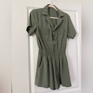Olive Green Button-Up romper